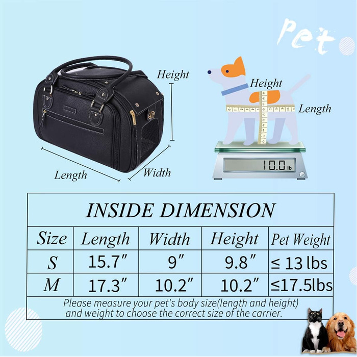 Сумка-переноска для собак та котів PetsHome, чорна, Premium-Nylon, водонепроникна, складна