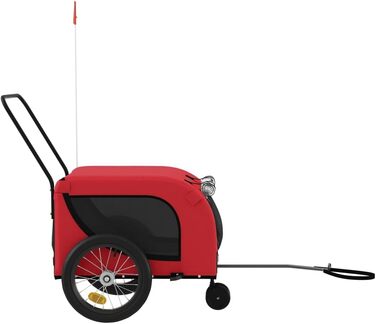 Причіп для собак Fasba: велосипедний причіп для тварин з відбивачами, прапором, червоно-чорний, оксфордська тканина та метал