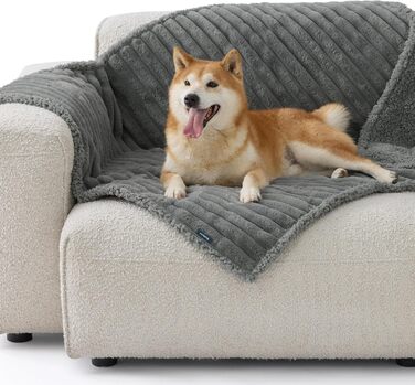 Водонепроникний коврик для собак BEDSURE 152 x 203 см - миючий, м'який, для великих собак, захисний, коврик на собаче ліжко (Сірий)