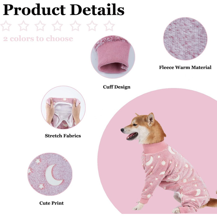 Теплий зимовий халат для собак, піжама з фланцелю, теплий костюм для собак середніх та великих порід, зимовий одяг для собак, рожевий, розмір XS-2XL