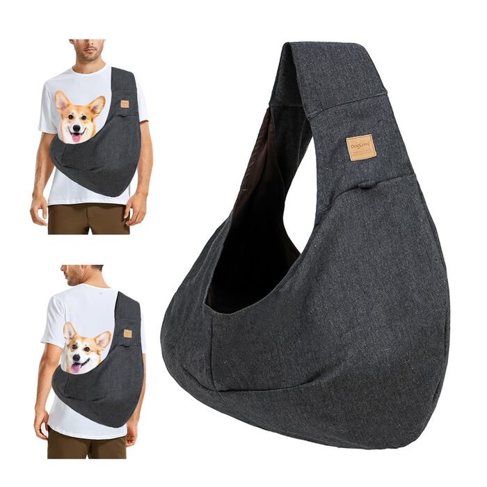 PETCUTE Сумка-переноска для собак до 6 кг, сіра, з кишенею та ременем безпеки