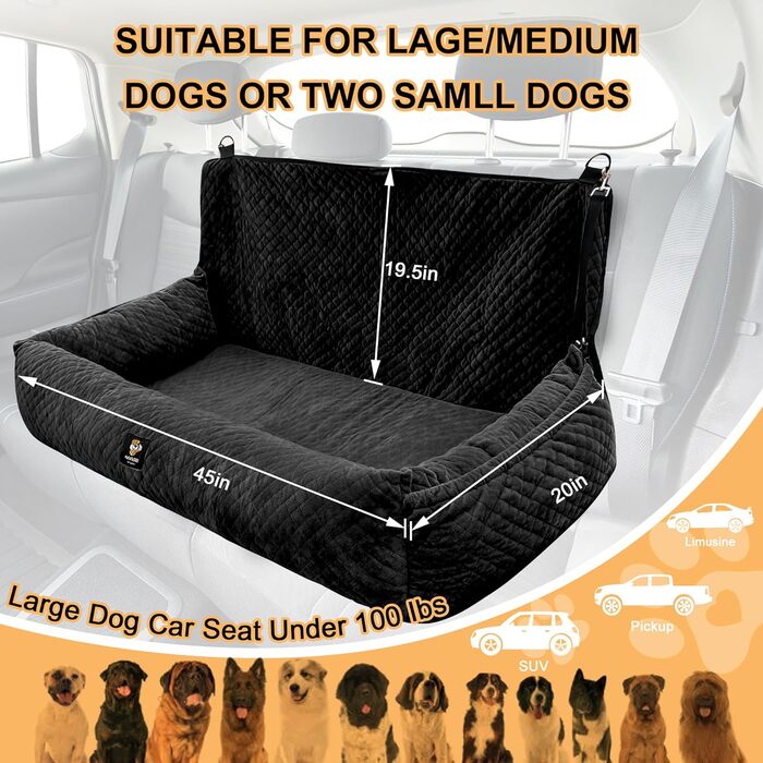 Підвищення для собак в авто, автокрісло для собак до 11,3 кг, з ременями безпеки, чорне, для передніх та задніх сидінь