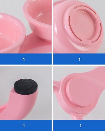 Набір мисок для котів 2 шт. з підняттям - міцні, з широкою основою, нековзні, сумісні з посудомийною машиною, зручні для вусів (Рожевий, Double)