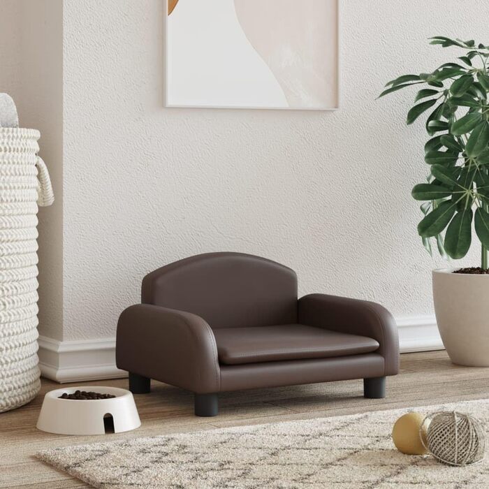 Ліжко для собак та котів, м'яке, зручне, з штучної шкіри, 50x40x30 см, коричневе