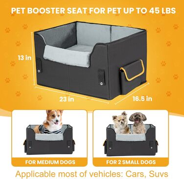 Автомобільний лежак для собак - чорний, 20 кг, M - універсальний, для переднього та заднього сидіння