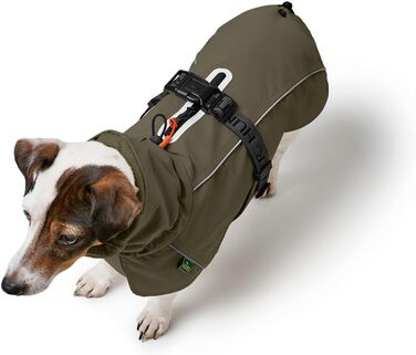 Водонепроникний теплий зимовий одяг для собак HUNTER Hundemantel NORDBY, оливковий, розмір 42,5, з відбиваючими елементами