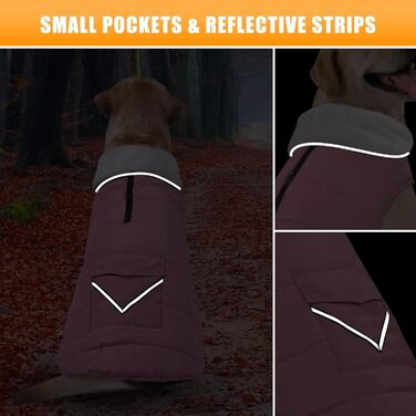 iBuddy Зимовий теплий куртка для собак з флісовою жилеткою, водонепроникний, вітронепроникний, світловідбиваючий, регульований, для великих собак, хлопчиків та дівчаток (Рожевий, X-Large)
