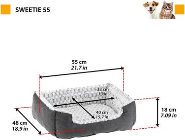 М'яке ліжко для собак та котів Ferplast: комфортне та зручне, 91 x 72 x 19 см / 55 x 48 x 18 см