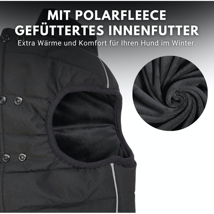 Зимова куртка для собак Spark Paws Warmshield 3XL, водонепроникна, вітрозахисна, теплий фліс, з відбивачами, для середніх і великих порід, чорна