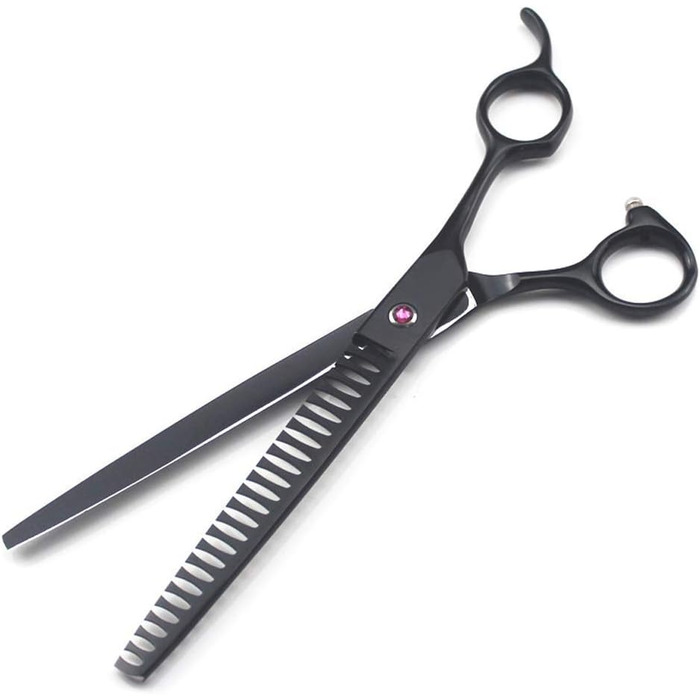 Набір професійних ножиць для грумінгу тварин QUNINE: ножиці для стрижки, гребінець, чорний колір, прямі та вигнуті леза