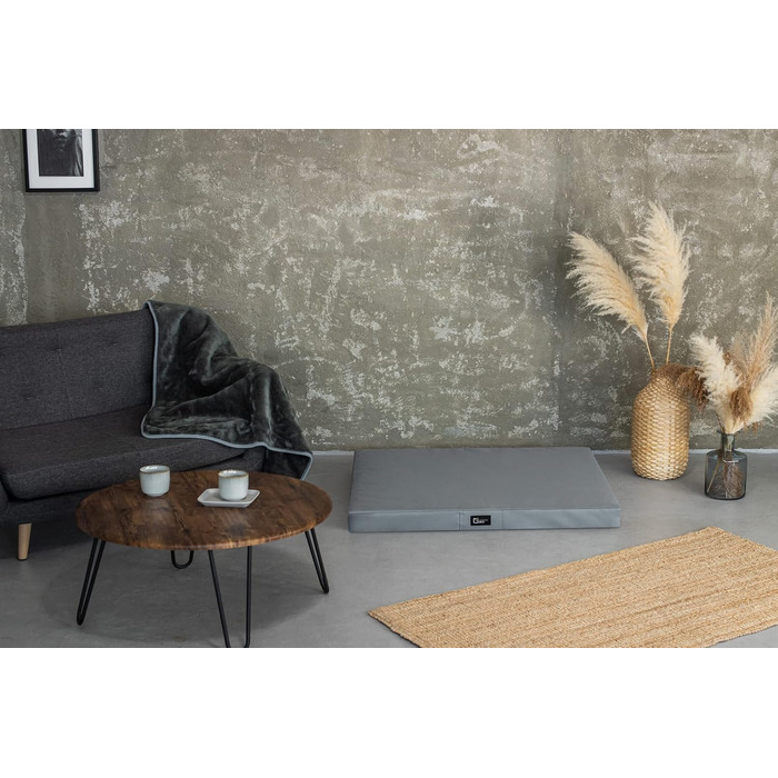 Килимок для собак Тіна, середній/маленький, килимок/ліжко для собак з тканини Kodura, миється, водонепроникний, м'який, довговічний, зносостійкий, міцний (L, 80x60x8 см, світло-сірий)