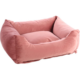 Ергономічне собаче ліжко Flamingo Elena, прямокутне, рожеве, 80x67x22 см, антислизьке, миється, м'яке, розкішне