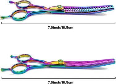 Професійна витончена ножиці для грумінгу собак 7,0 дюймів, з нержавіючої сталі, для тонкого вирівнювання (зубці V-подібної форми, тонкість 60%)
