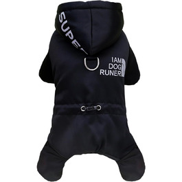 Чорний теплий зимовий куртка-комбінезон для собак Izefia, бавовна, для маленьких та середніх собак, XXL (довжина спини 37 см)