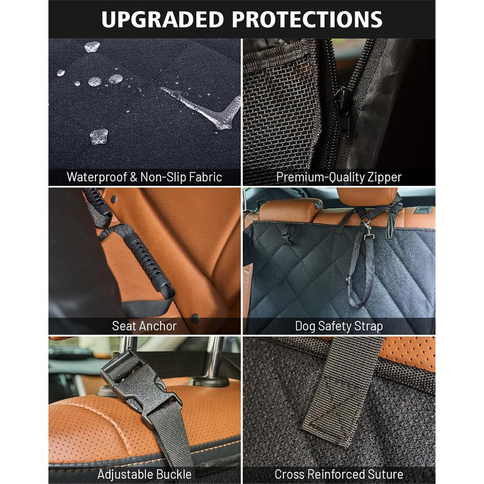 Захисний чохол на автокрісло для собак великих порід, жорстка підкладка, розширення заднього сидіння, водовідштовхуючий, антиковзний, для авто/SUV