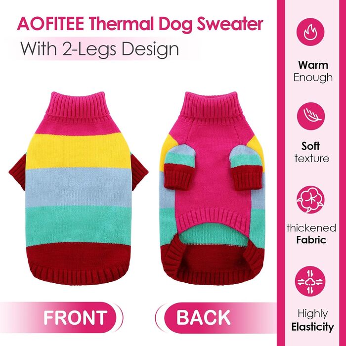 Пуловер для собак AOFITEE, теплий зимовий пуловер для маленьких собак, рожевий, розмір S