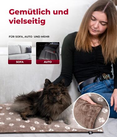 Підстилка для собак XS (45x65 см) – Двостороння та зручна з 3 см наповнювачем – Ідеально для дивану, авто та переноски – Tatze Beige, Made in DE 45 x 65 см Tatze Beige