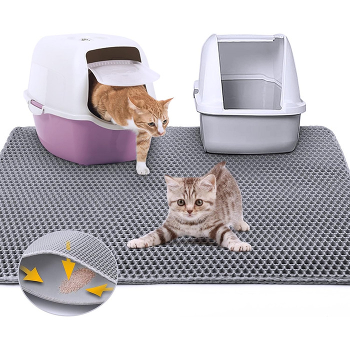 Килимок для котячого туалету Asoway Katzenklo 80x60 см, вологостійкий, з антиковзаючим покриттям, двошаровий, з дизайном стільових сот