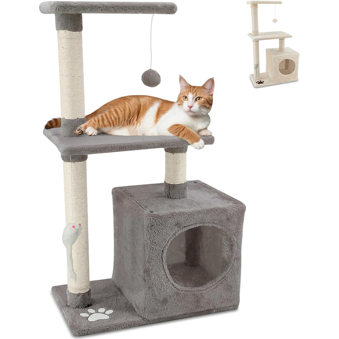 Котячий комплекс Beltom з будиночком, 85 см (сірий)