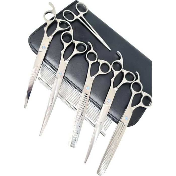 Набір ножиць для собак Ахіллес, 8 дюймів, 8 предметів, ножиці для грумінгу собак