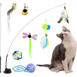 Інтерактивна іграшка для котів Hengsong: 2 шт. з дзвоном, пір'ям, м'ячиком. Розвиваюча іграшка для котів, кольорова, сучасна