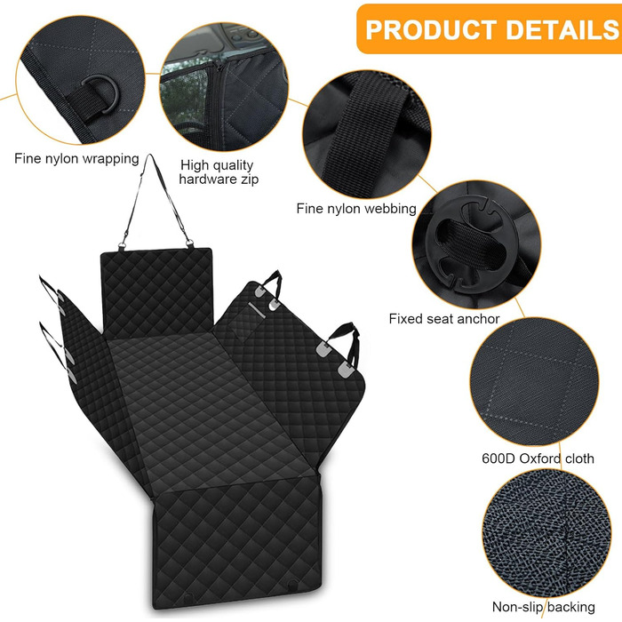 Захист для заднього сидіння автомобіля для собак, водовідштовхувальний, з кріпленням на ремінь безпеки, підходить для всіх авто, мінівенів, SUV