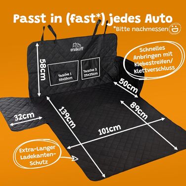 Захист для багажника автомобіля Miauff для собак – преміум-якість та сучасний дизайн. Водостійкий та стійкий до подряпин. Автомобільна ковдра для собак з кишенею, захисна килимок для багажника з захистом краю кузова (стежка)