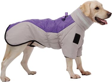Зимовий теплий водонепроникний одяг для собак з високим коміром (5XL) - сірий + фіолетовий