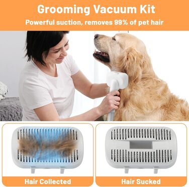 Набір для грумінгу собак 3-в-1: машинка для стрижки, пилосос, тример, щітки, гребені (ємність 2,5 л, 48 дБ, шланг 2 м)
