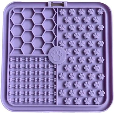 Килимок для собак та котів з присосками, повільний годівник для собак, лижучий килимок для зняття тривоги, арахісове масло (фіолетовий, 15*15 см)