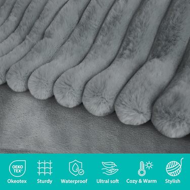Водонепроникний коврик для собак на диван, плюш, великий розмір, для захисту меблів, супер м'який, заспокійливий, для дому (сірий, 127 x 152,4 см), XL