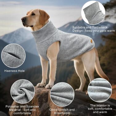 Світшот для собак Mosucoirl: теплий пуловер для маленьких, середніх та великих собак XS-4XL сірого кольору