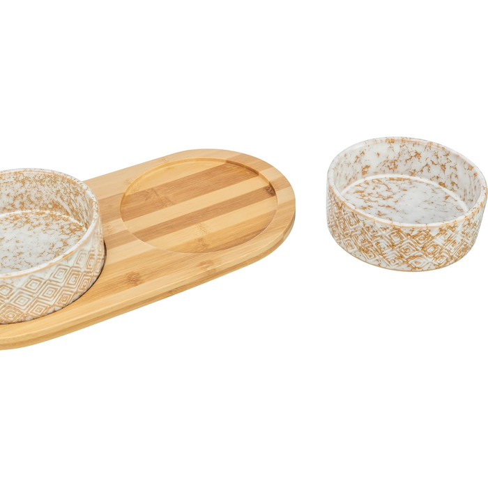 Набір мисок для собак TRIXIE, 800 мл, кераміка/бамбук - миска для корму для собак маленьких та середніх порід, діаметр 16 см, міцна та придатна для миття в посудомийній машині
