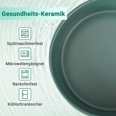 Миска для собак SpunkyJunky з кераміки, піднята годівниця для собак, миска для води з бамбуковим підставкою, 1800 мл, зелена