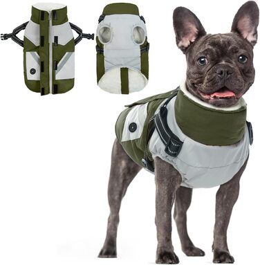 Тепла флісова куртка для собак великих порід, зимова водонепроникна куртка для собак, теплий одяг для собак, військово-зелений (XL)