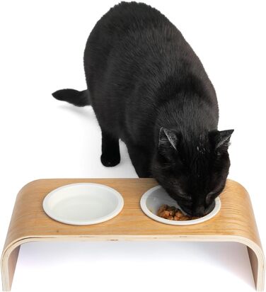 Набір мисок для котів та маленьких собак Neustein: 4 миски (2+2), 250 мл, кераміка, бамбук