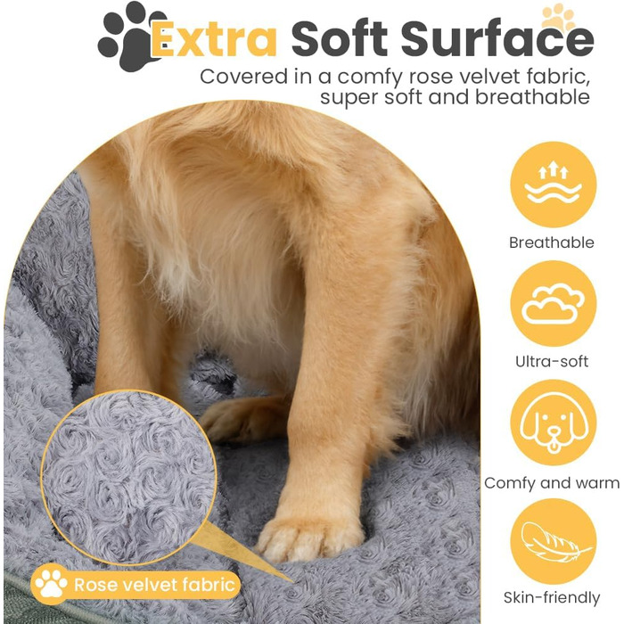 Ківш для собак великих порід, котячий лежак, миється, пухнастий, м'який та теплий, сірий, 90*68*19 см XL