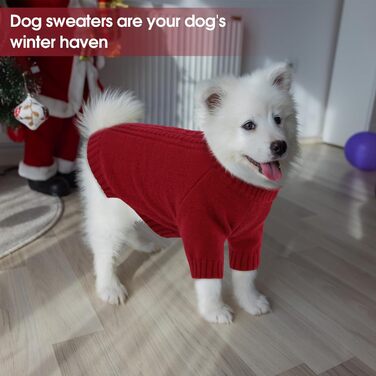 Пуловер для собак SAWMONG для великих собак, в'язаний пуловер з коміром-горловиною, світшот, класичний зимовий, теплий одяг для домашніх тварин для хлопчиків, дівчаток, пуловер для домашніх тварин, Чихуахуа, Французький бульдог (XX-Large, Червоний/Подорож