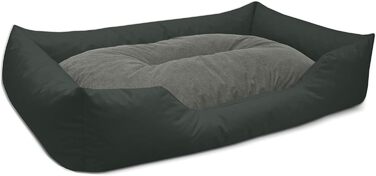 Ліжко для собак BedDog Mimi, зручне диван-ліжко з Cordura та мікрофібри, 4-х стороння подушка для собак, для дому та вулиці, M, коричневий з лапами (150 x 110 x 28 см, ROCK-FLOW (сірий/антрацит))