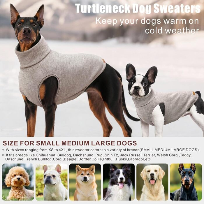 Пуловер для собак Mosucoirl: теплий, стильний, для маленьких, середніх та великих собак XS-4XL, бежевий