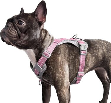 Шлейка для собак Huntboo Anti-Zug, без обмеження руху, для малих, середніх та великих собак, не тягне, світловідбиваюча, з 2 карабінами, не душить, регульована, для тренувань та бігу (Рожева, M)