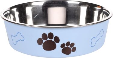 Персоналізований миска для собак з нержавіючої сталі 2200 мл – антиковзний кільце – для великих собак – з іменем – Petslino (Світло-блакитний, L)