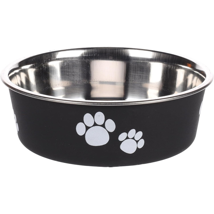 Персоналізований миска для собак з нержавіючої сталі 2200 мл – протиковзкий кільце – для великих собак – з іменем – Petslino (Чорний, XS)