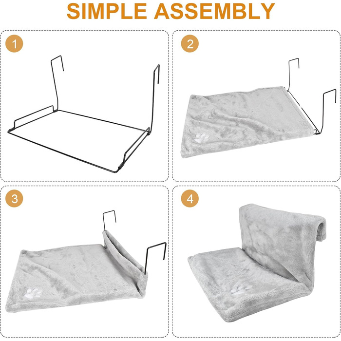 Килимок для кота на радіатор Dokeno, підвісна лежанка-гамак, теплий лежак для котів, лежанка-гамак для котів з м'яким плюшевим покриттям, зручна підвісна лежанка для котів на будь-який радіатор, 46x30x25 см