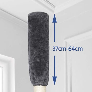Котячий драбина Yaheetech XXL, до стелі, 228-255 см, з 2 будиночками, кошиком і сизалевими стовпами, сірий-білий