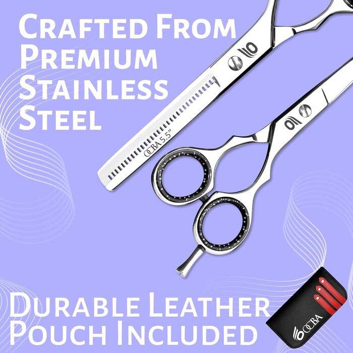 Професійні ножиці для стрижки волосся OCBA 6 дюймів - для перукарів та салонів, для чоловіків та жінок (сріблястий набір)