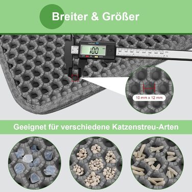 Килимок під лоток для котів 90x60 см XXL, EVA, двошаровий, вологостійкий, сірий