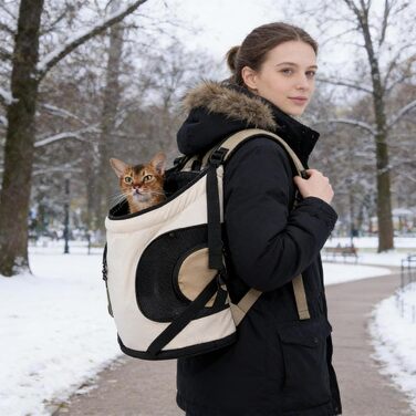 Рюкзак для кота Haustièr з регульованим плечем, 35 см - переноска для кота та собаки, дихаюча, для подорожей та прогулянок