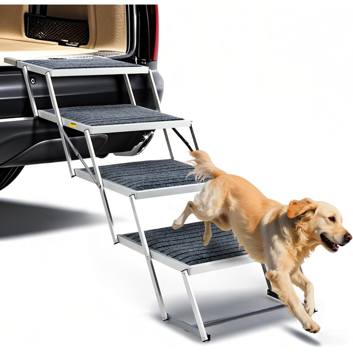 Сходинка для собак у машину з килимком, широка, 4 сходинки, складана, до 100 кг, для вантажівок та SUV
