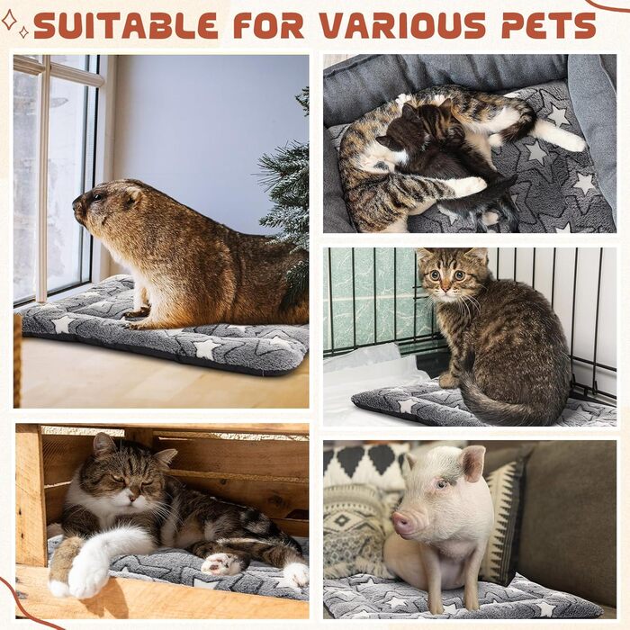 Намалу 2 шт. Деки для собак, подушки для собак, миється, ліжко для собак з двосторонньою подушкою, зірковий принт, килимок для собак, м'який, прохолодний та теплий, ліжко для котів, ковдра для домашніх тварин для маленьких, середніх та великих собак